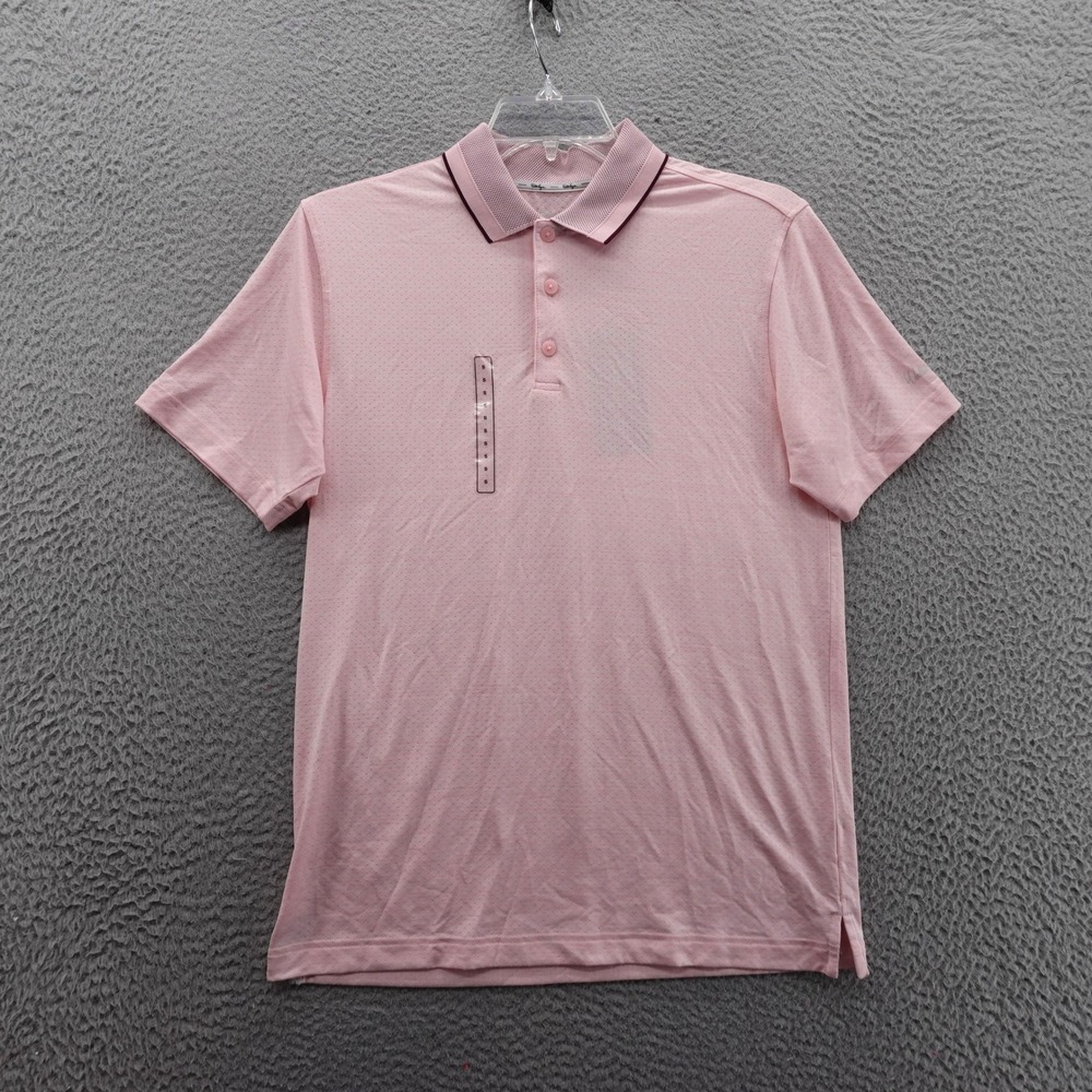 Walter Hagen Mens Small P11 Birdseye Athletic‎ Fit Polo Pink Heather NEW